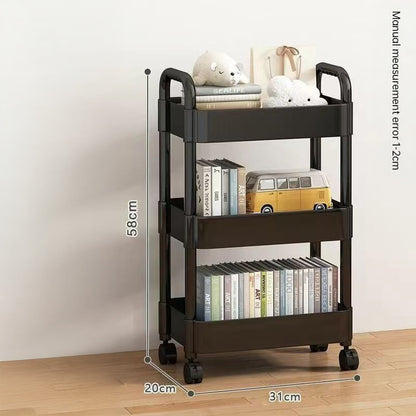 Multi-Layer Wheeled Utility Cart | Rolling Storage Shelf for Home, Kitchen, Bathroom (Snacks, Books)