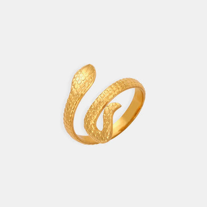 Gold Tone Coiled Snake Bypass Ring