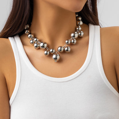 Statement Chunky Faux Pearl Necklace & Bracelet Set