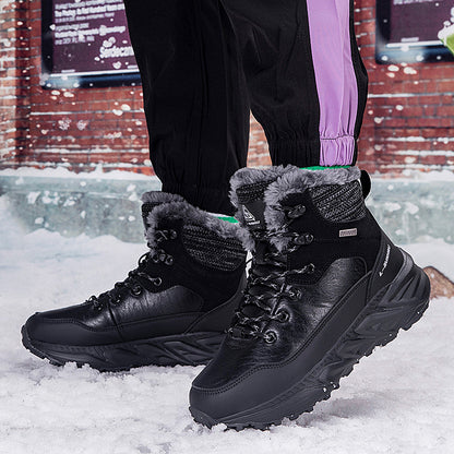 Winter Outdoor Fleece-Lined Snow Boots – Warm Mid-Cut Height Increasing Walking Shoes for Men & Women