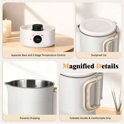 A47U 800ml Electric Wax Melter Kettle | Candle Making Pouring Pot with Thermometer