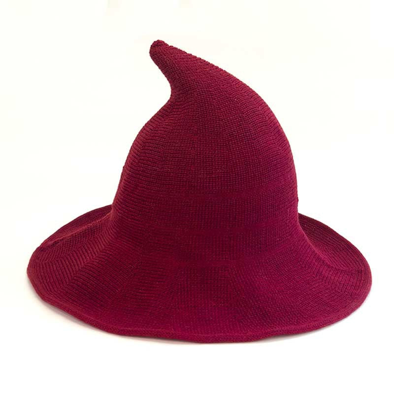 Knitted Pointed Top Witch Hat | Wide Brim Halloween Party