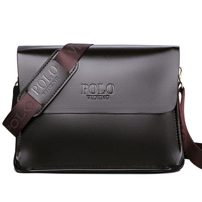 Men's Black Faux Leather Saddle Crossbody Shoulder Bag with Zipper