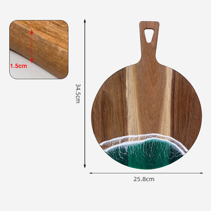 Luxury Resin Ocean Wave Wood Cutting Board - Handmade Acacia Wood Charcuterie Board