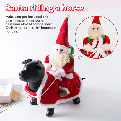 Funny Santa Riding Dog Costume - Festive Holiday Pet Outfit