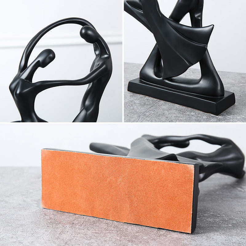 Creative Artistic Figure Ornament – Luxury Black Abstract Figurine for Living Room