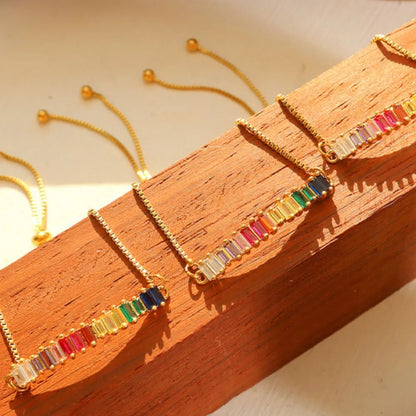 Elegant Colorful Contrast Zircon Titanium Steel Bracelet for Women