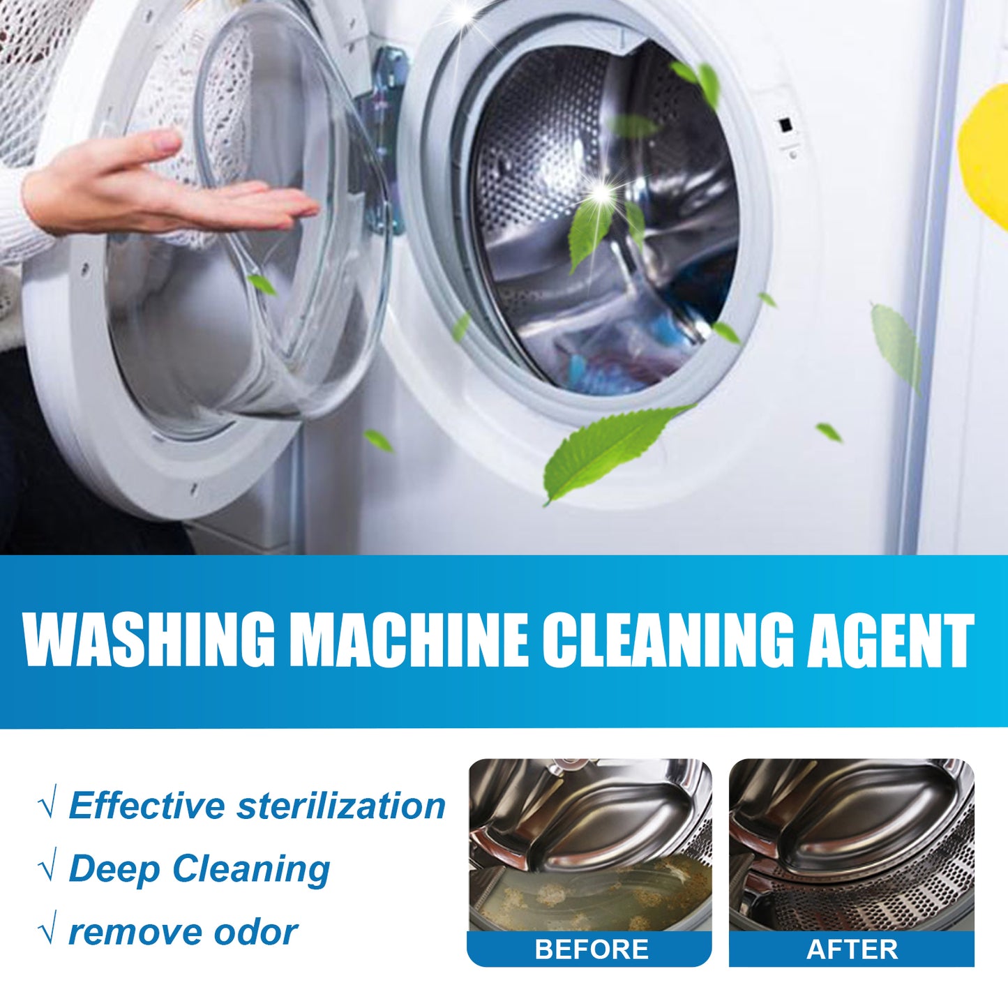 Washing Machine Tank Deep Cleaner | Anti-Bacterial Deodorizing Effervescent Sheet
