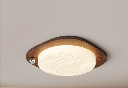 Retro Walnut Wood Grain Ceiling Lamp - Full Spectrum Eye Protection Bedroom Light