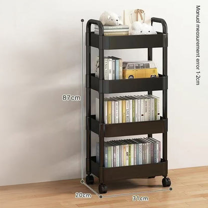 Multi-Layer Wheeled Utility Cart | Rolling Storage Shelf for Home, Kitchen, Bathroom (Snacks, Books)