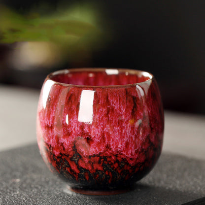 Jian Zhan Master Tea Cups with Egg-Shaped Design and Colorful Glaze