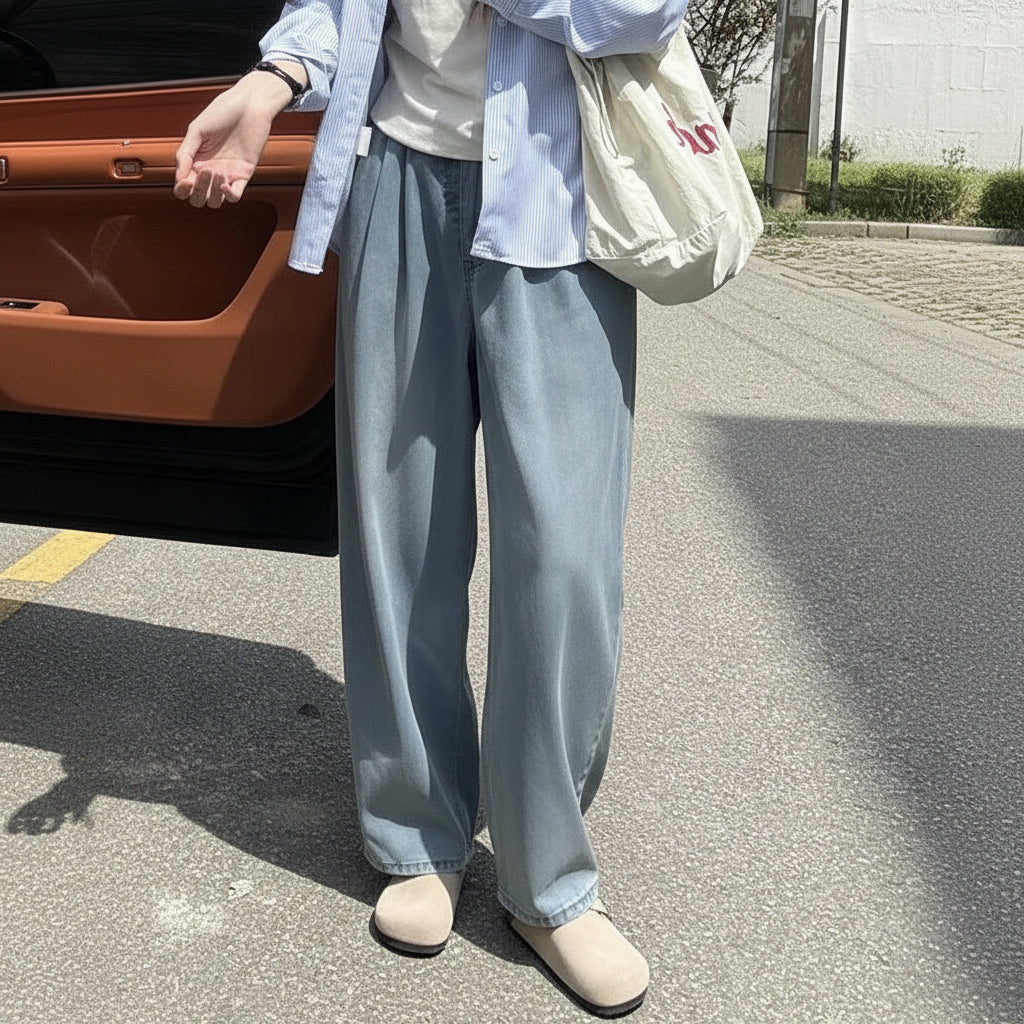 Premium High-Waisted Elastic Waist Tencil Denim Pants for Women