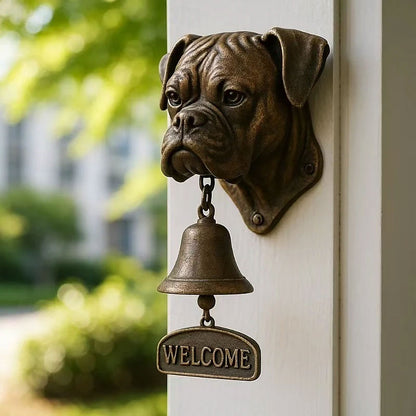 Vintage Dog Welcome Bell – Metal Wall-Mounted Merchant Chime for Home & Office Entrance