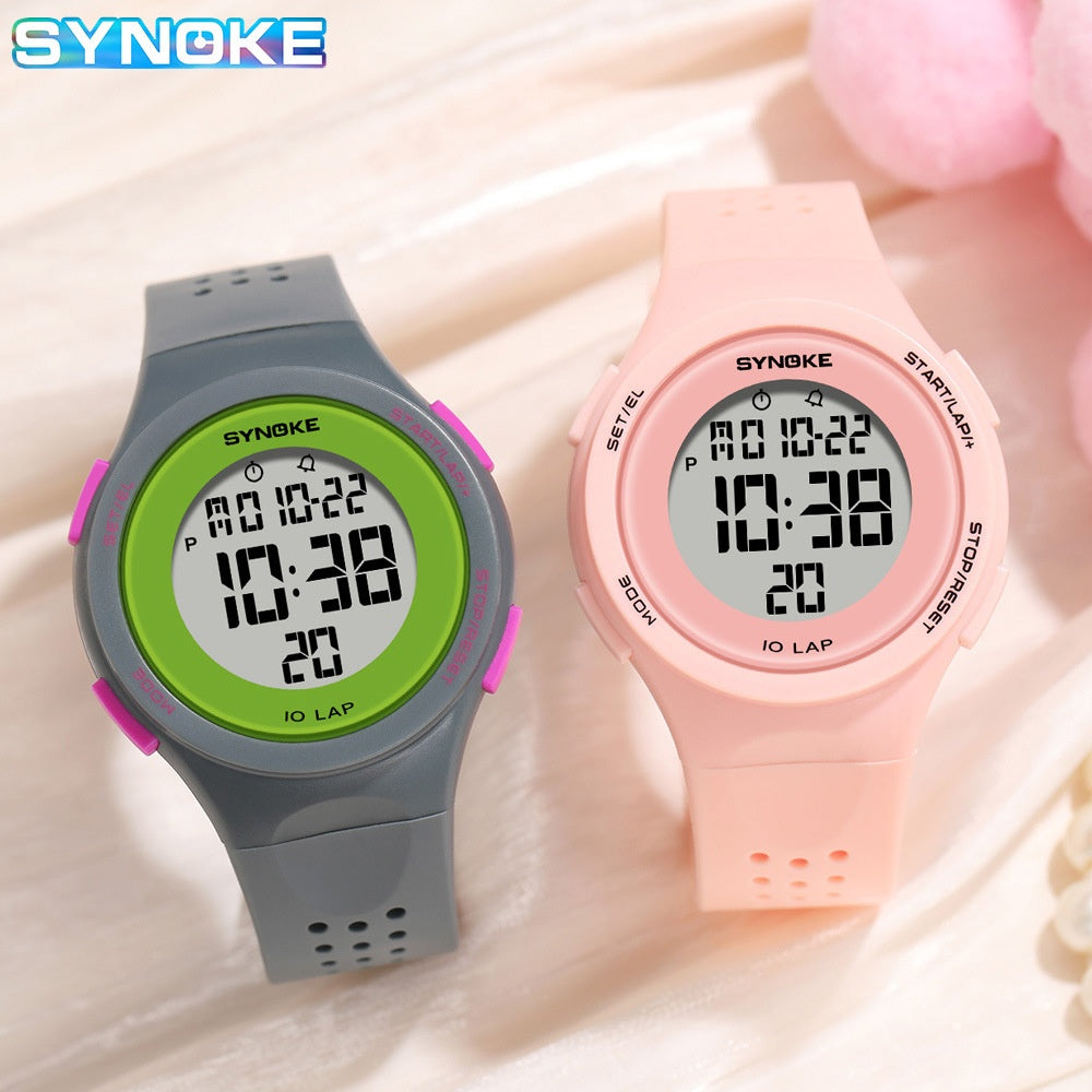 SYNOKE Thin LED Waterproof Electronic Watch - Fashionable Sports Watch for Swimming