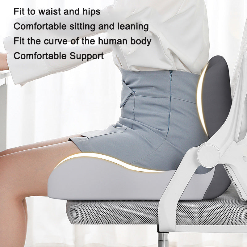 Memory Foam Integrated Seat Cushion - Ergonomic Chair Backrest & Lumbar Support Pad