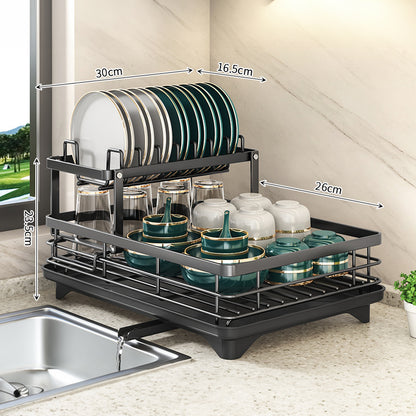 Premium Adjustable Stainless Steel Dish Drying Rack - Multi-Functional Kitchen Sink Organizer & Plate Holder (Rust-Proof)