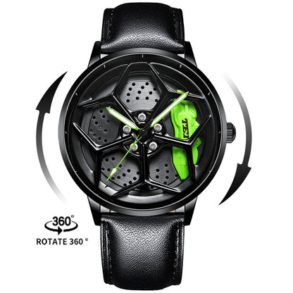 Luxury Men's Car Wheel Hub Watch - Stainless Steel Waterproof Quartz Wristwatch