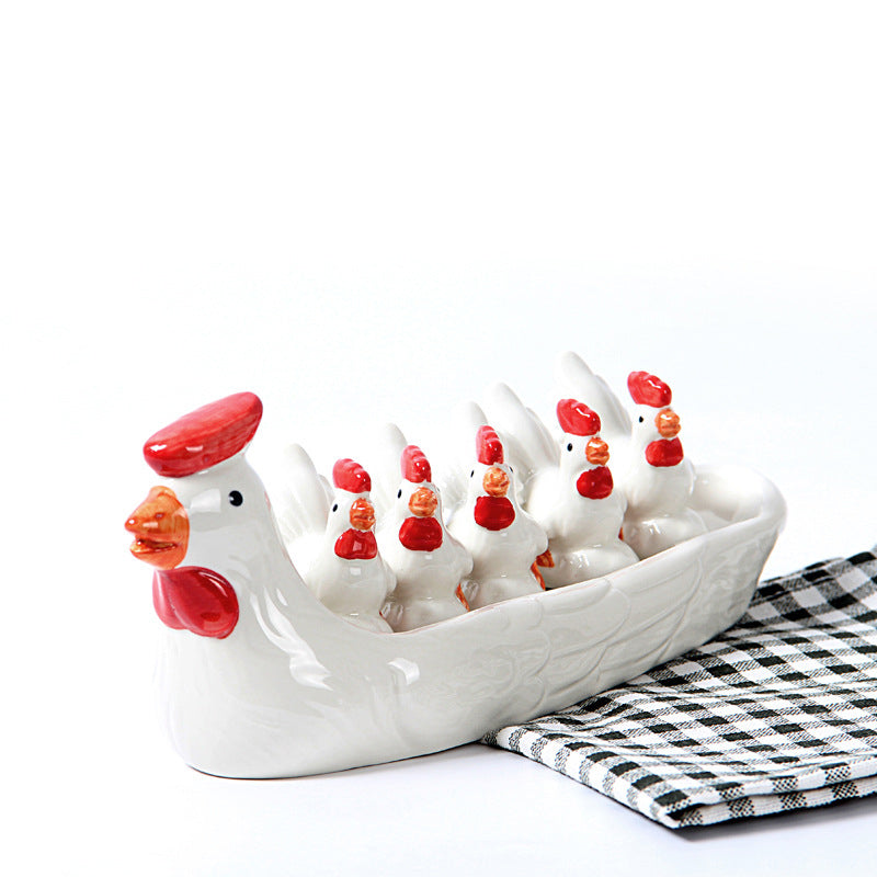 Cute Ceramic Duck Chopstick Holder and Tableware Rest Set