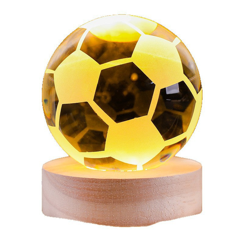 3D Inner Carved Crystal Ball Night Light – Creative Badminton Shuttlecock LED Lamp