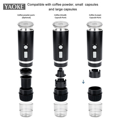Portable Electric Espresso Maker - Fully Automatic Handheld Coffee Machine for Capsules & Ground Powder
