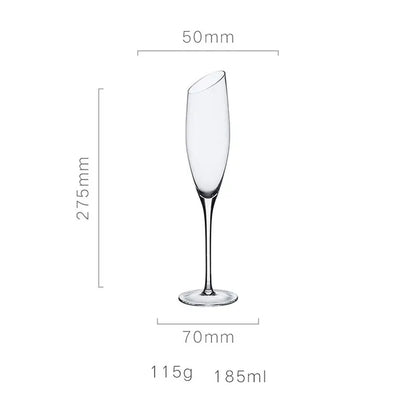 Nordic Bevel Gold Rim Crystal Wine Glass | Creative Slant Cut Champagne Goblet