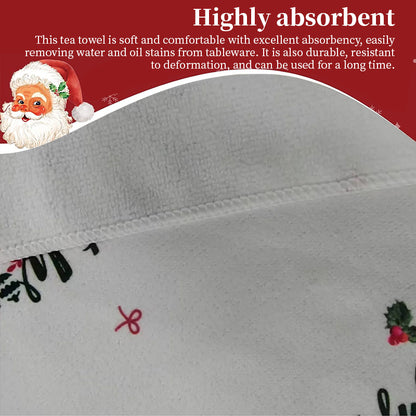 Christmas Kitchen Towels - Decorative Absorbent Dish Cloths for Holiday Decor