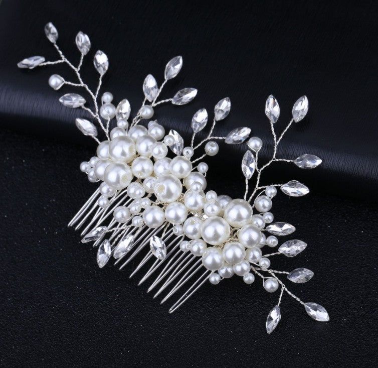 Elegant Crystal & Faux Pearl Wedding Hair Piece for Brides
