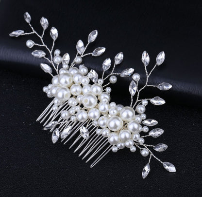 Elegant Crystal & Faux Pearl Wedding Hair Piece for Brides