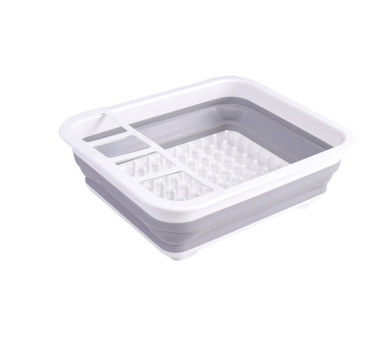 Collapsible Foldable Dish Drying Rack - Space-Saving Portable Kitchen Storage Drainer with Cutlery Organizer