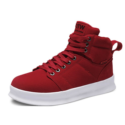 Men's High Top Suede Board Shoes - Comfortable Thick Sole Casual Sneakers