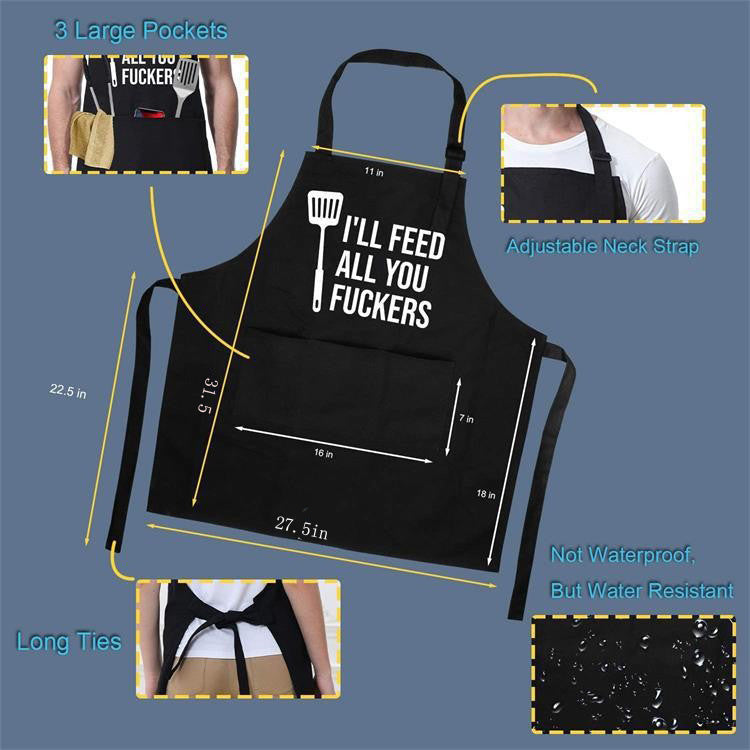 Classic Waterproof Kitchen Apron - Solid Color Oil-Resistant Cooking Bib for Home