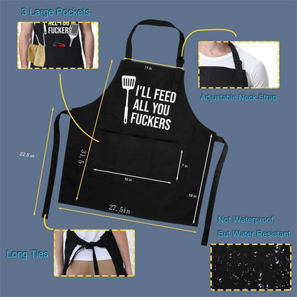 Classic Waterproof Kitchen Apron - Solid Color Oil-Resistant Cooking Bib for Home