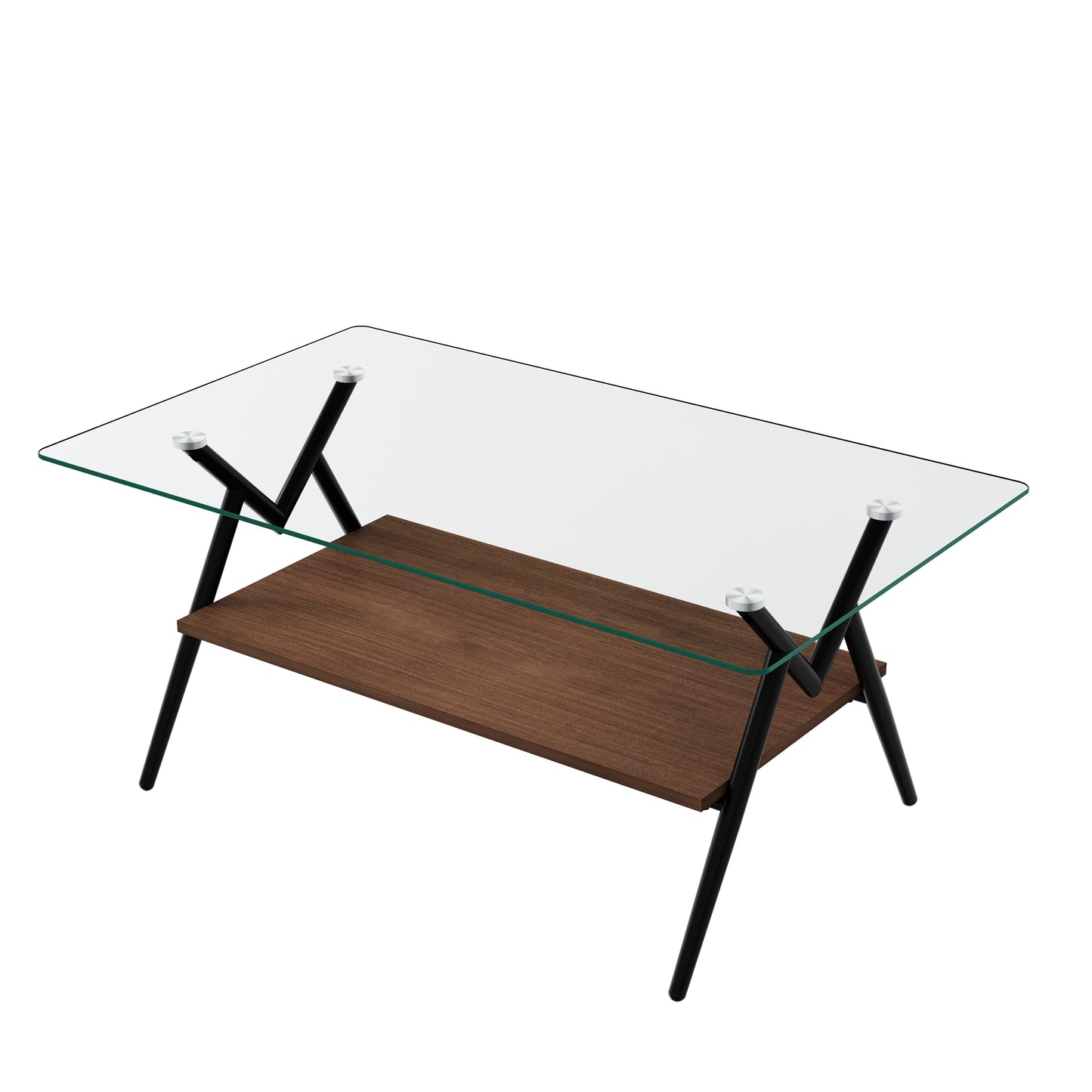 Modern Glass & Wood Accent Coffee Table