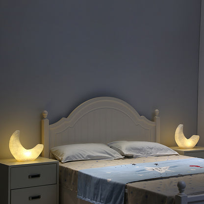 Enchanting Crescent Moon Night Light – Aesthetic Resin Table Lamp for Cozy Bedroom Decor