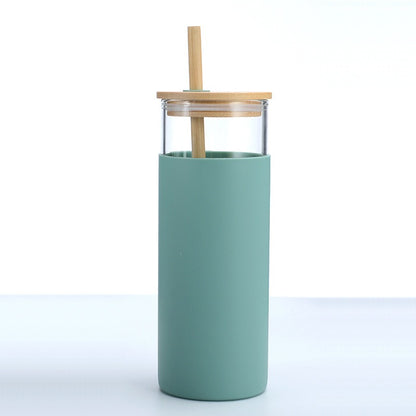 High Borosilicate Glass Tumbler with Bamboo Lid and Silicone Sleeve