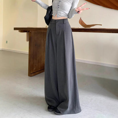 Elegant High Waisted Straight Leg Pants - Professional Office Wear