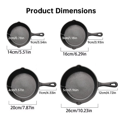 Pre-Seasoned Cast Iron Skillet Set with Wooden Base for Egg & Crepe