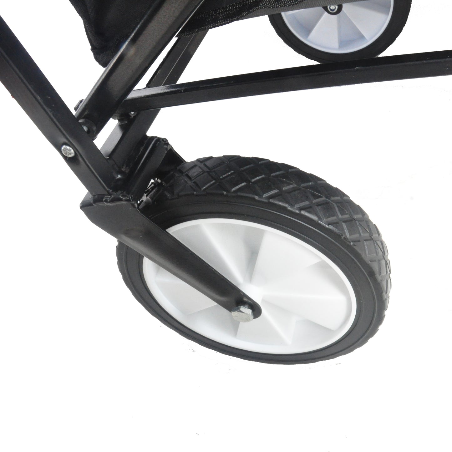 Folding Wagon Garden Shopping Beach Cart – Heavy Duty Black Utility Cart