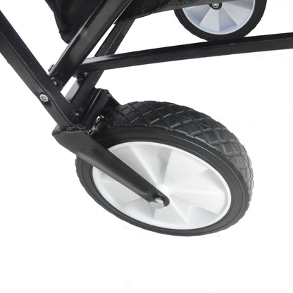 Folding Wagon Garden Shopping Beach Cart – Heavy Duty Black Utility Cart