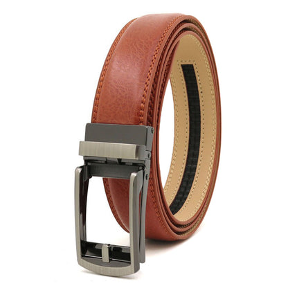 Men's Automatic Buckle Ratchet Belt | Premium Two-Layer Cowhide Leather Click Belt