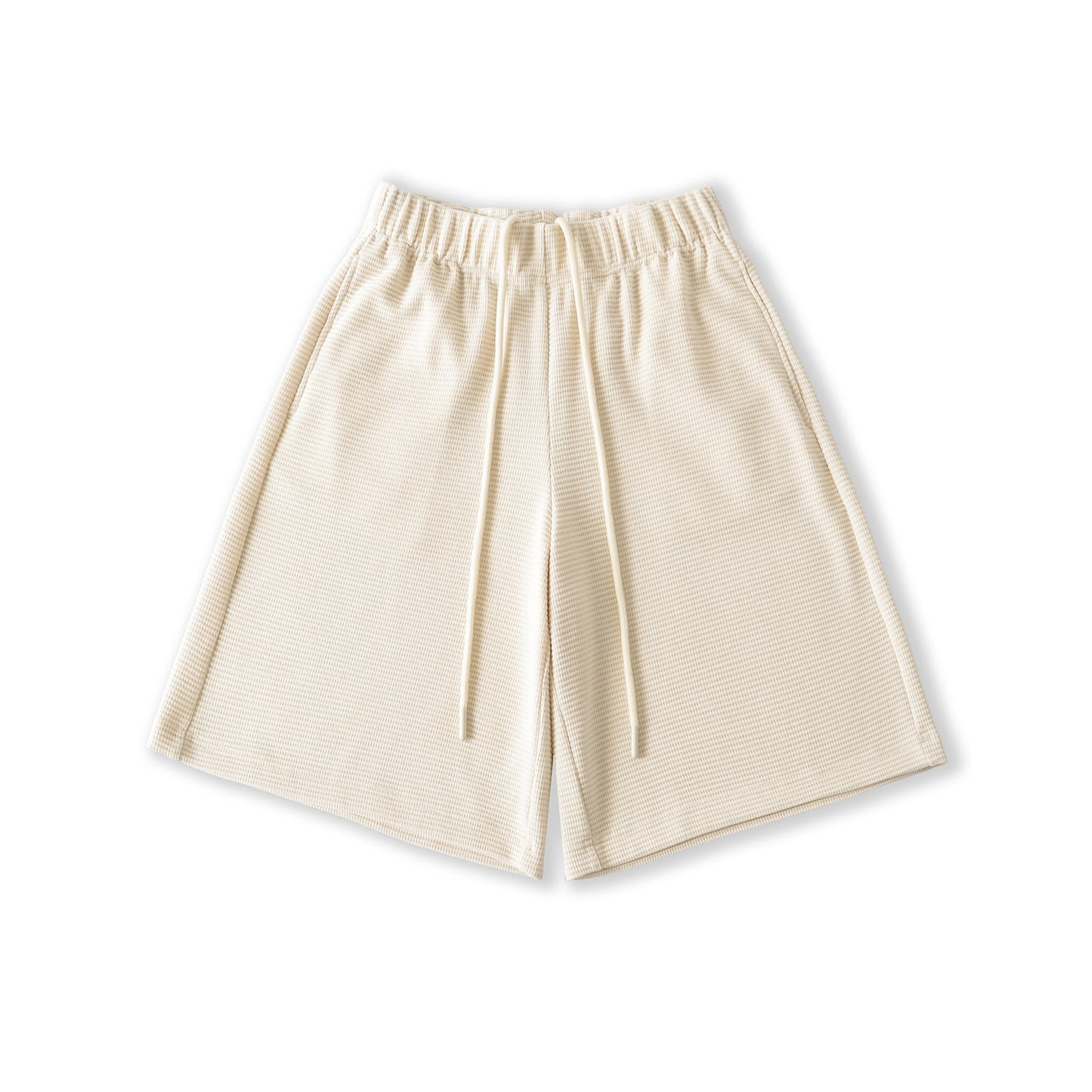 Casual Waffle Knit Shorts with Drawstring Elastic Waist