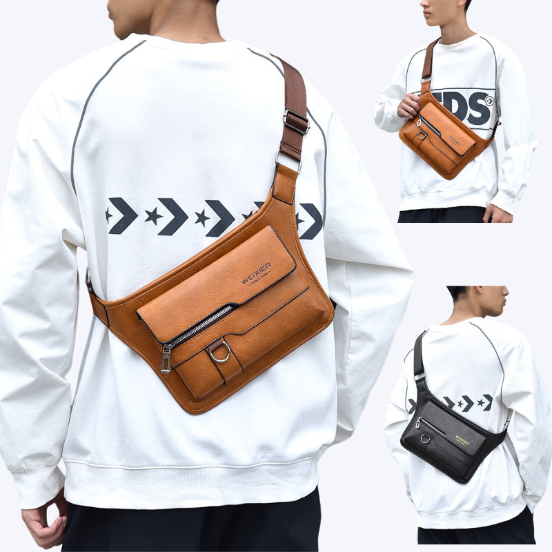 Men's Large Capacity Waterproof Faux Leather Crossbody Shoulder Messenger Bag