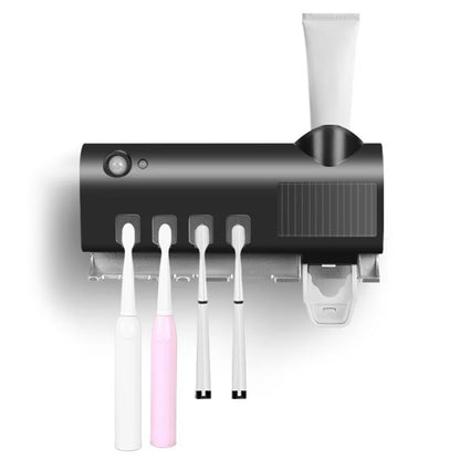 Smart UV Toothbrush Sanitizer & Holder – Wall-Mounted Automatic Toothpaste Squeezer for Bathroom Hygiene