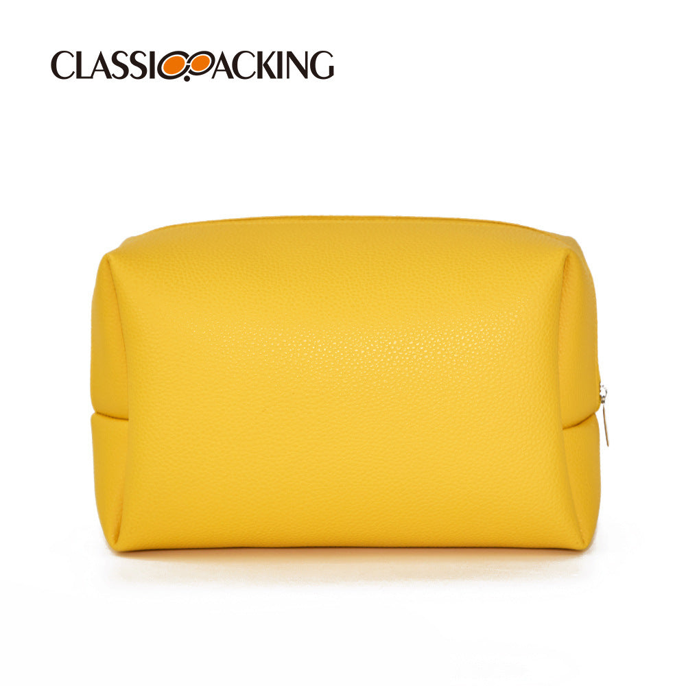 Simple Solid Color Zipper Wash Storage Bag – Square Waterproof Finishing Bag
