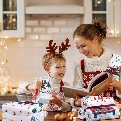 Christmas Kitchen Towels - Decorative Absorbent Dish Cloths for Holiday Decor