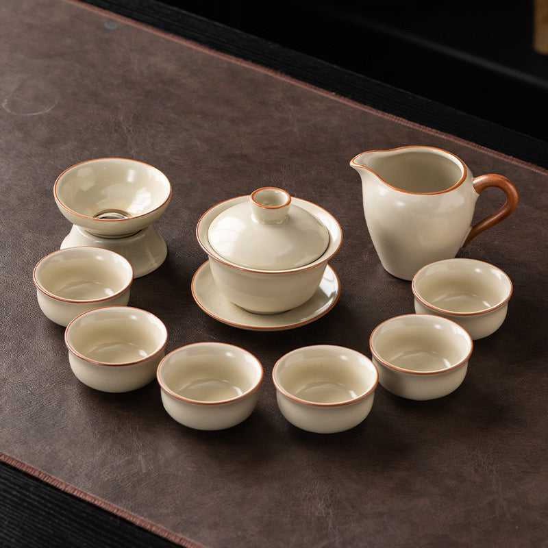 Traditional Ru Kiln Chinese Kung Fu Tea Set - Premium Ceramic Xishi Teapot & Tea Cup Set