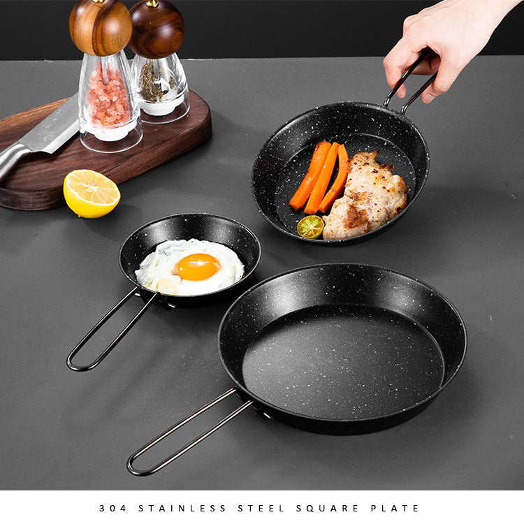 Portable Outdoor Folding Handle Frying Pan - Non-Stick Stainless Steel Skillet for Camping, Picnic & Home Kitchen (Compact Design)