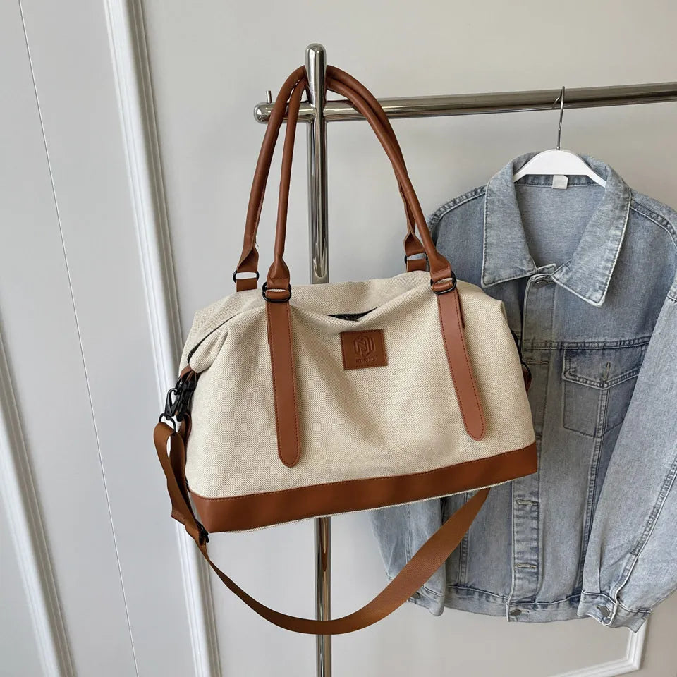 Stylish Contrast Color Travel Duffel Bag (Weekend/Gym Use)