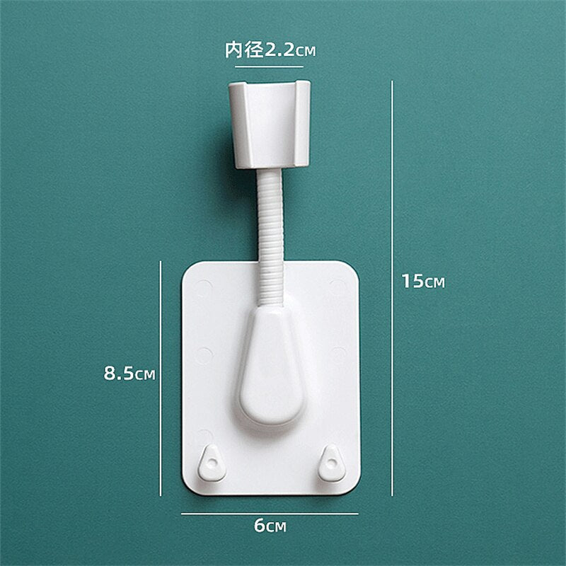 360° Adjustable Universal Shower Head Holder – Punch-Free Adhesive Wall Mount Bracket for Bathroom