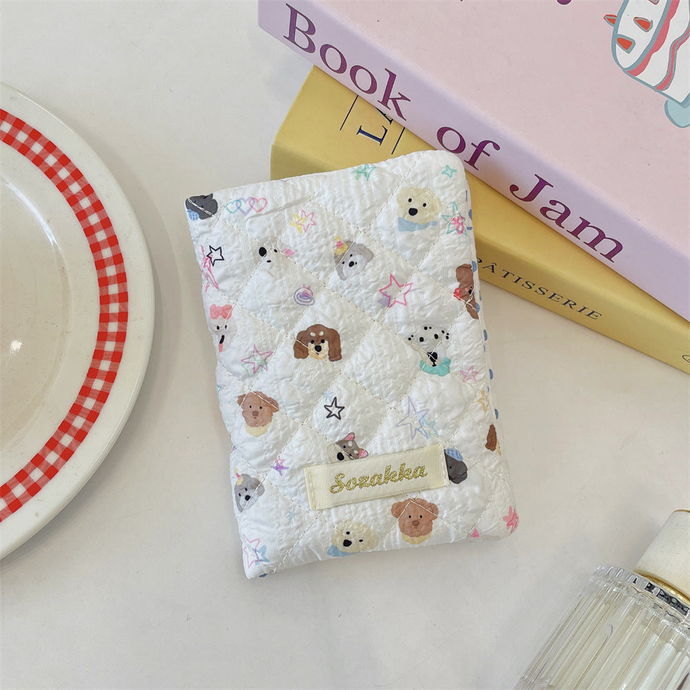 Cute Embossed Cartoon Passport Protection Cover - Quilted Fabric Travel Document Bag & Card Holder